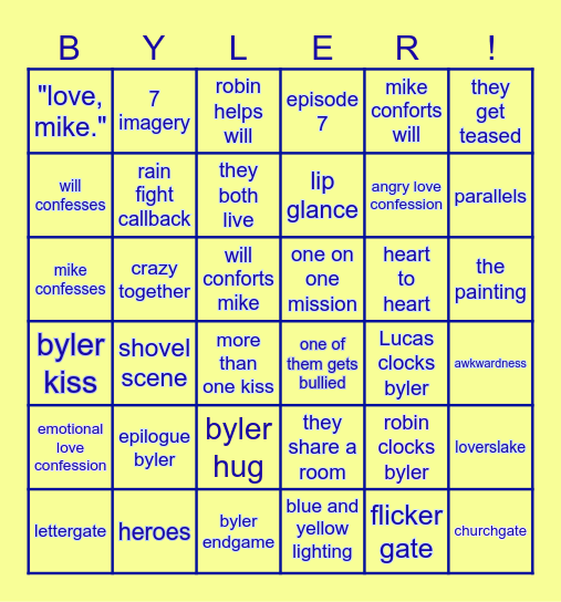 BYLER BINGO Card