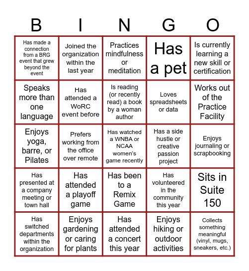 WoRC Bingo Card