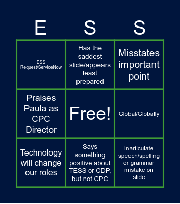LH ESS Meeting BINGO Card