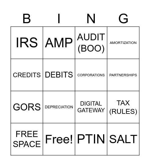 TAX BINGO Card