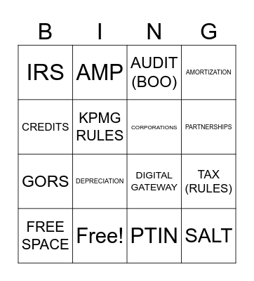TAX BINGO Card