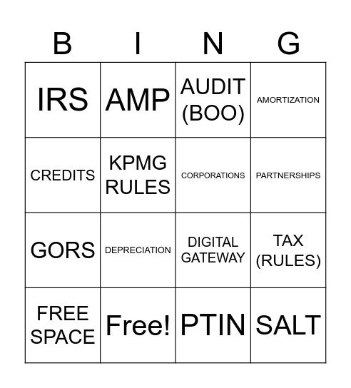 TAX BINGO Card