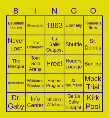 LA SALLE THEMED BINGO Card
