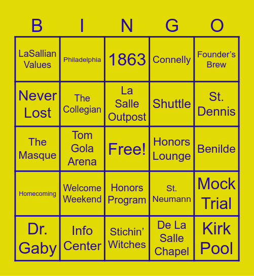 LA SALLE THEMED BINGO Card