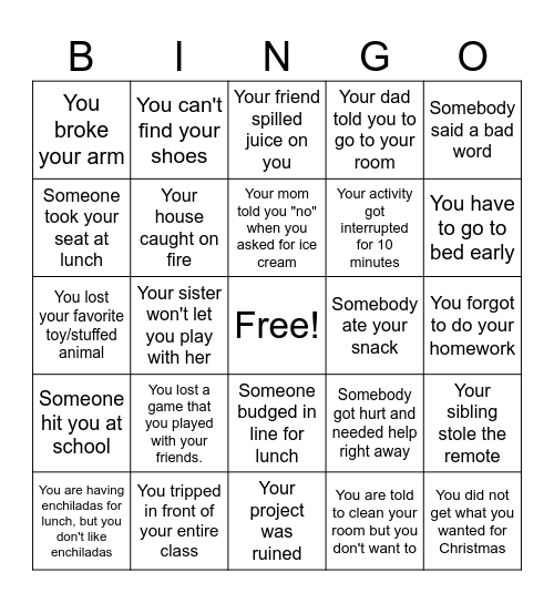 Size of Problem Bingo Card
