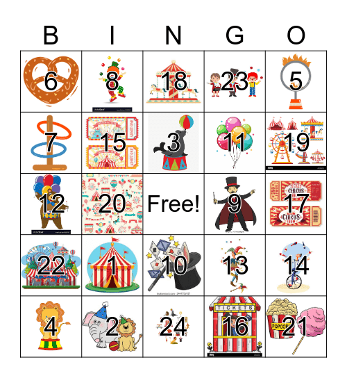 Circus Bingo Card