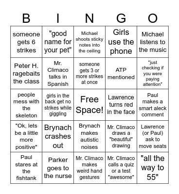 Bingo! (Science Edition) Bingo Card