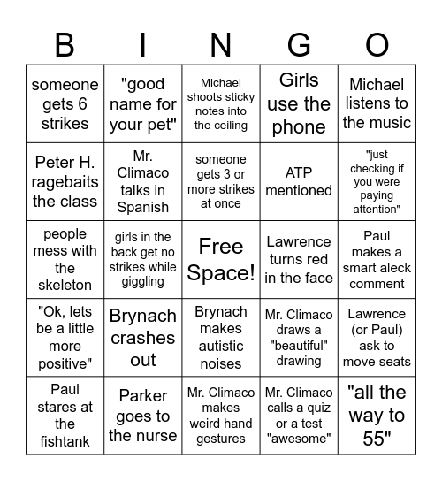 Bingo! (Science Edition) Bingo Card