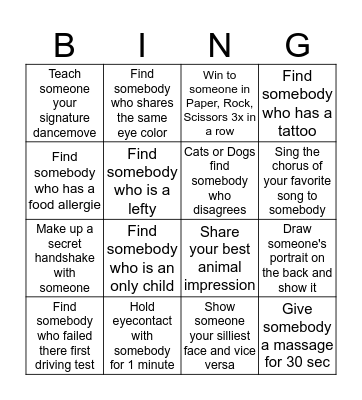 Human Bingo Card