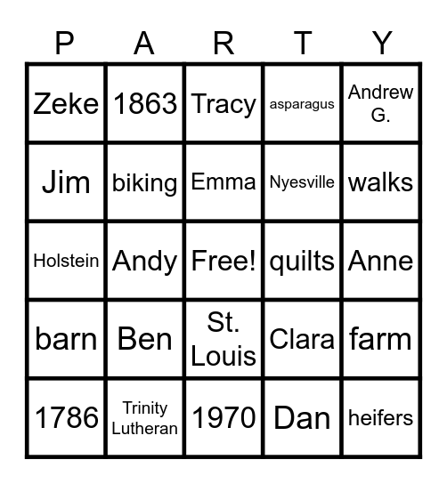 2025 Celebration Bingo Card