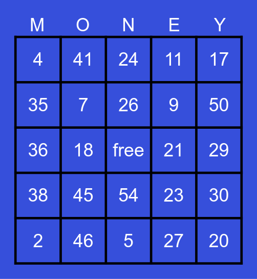 💰💰💰 Bingo Card