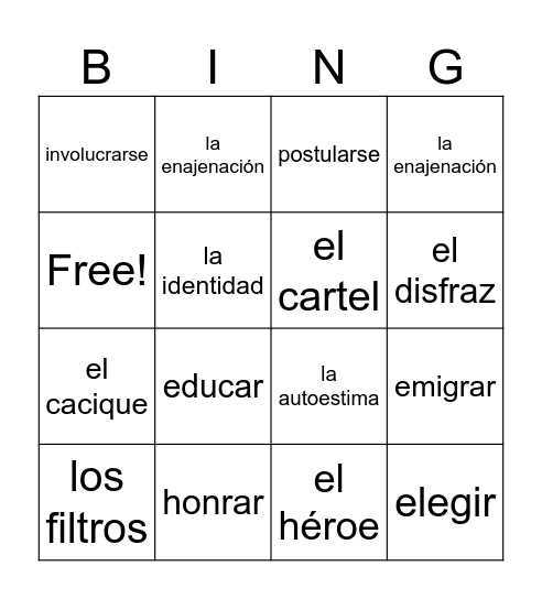 Para Empezar 2 Bingo Card