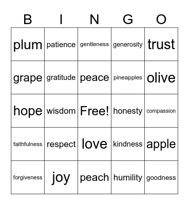 Bible bingo Card