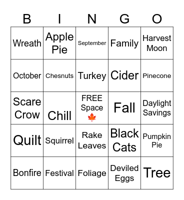 Autumn Bingo Card