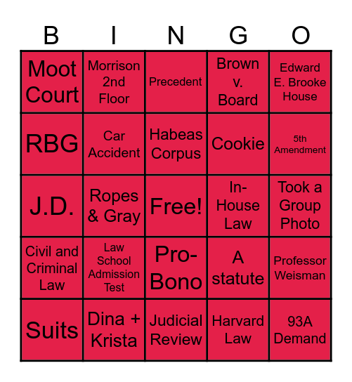 Law Bingo Card