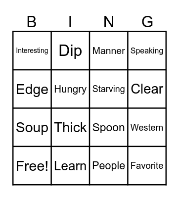 Conversation Bingo Card