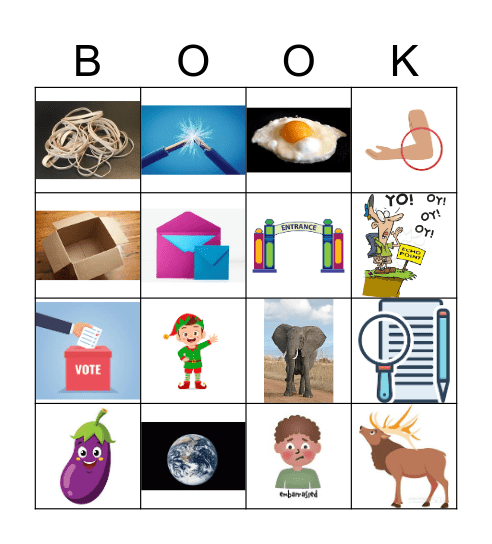 The Letter E Bingo Card