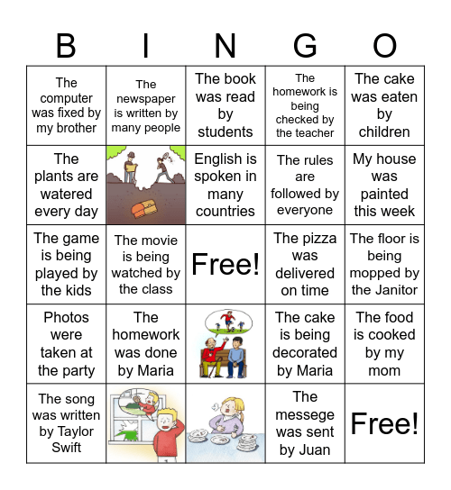 Passive voice Bingo Card