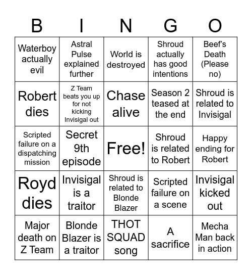 Dispatch Episodes 7 & 8 Bingo Card