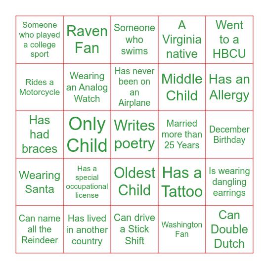 More Than Friends Christmas Bingo Card