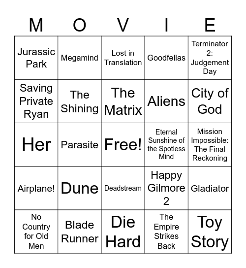 MOVIE TRIVINGO! Bingo Card