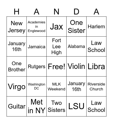Hanna and Andrew Are Getting Married! Bingo Card