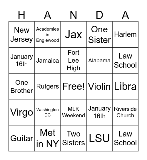 Hanna and Andrew Are Getting Married! Bingo Card