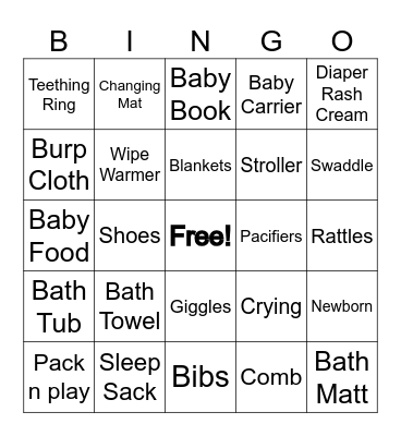 Baby BINGO Card