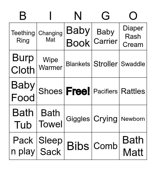 Baby BINGO Card