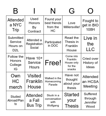 HCSA Bingo Card