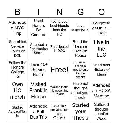 HCSA Bingo Card