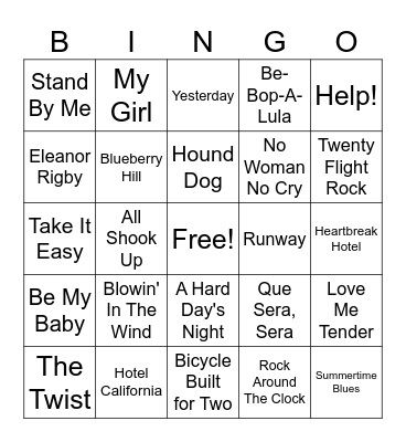 Musical Bingo! Bingo Card