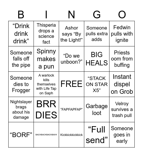 TEMPLARS Bingo Card