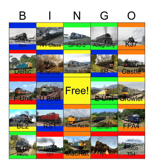 Railroads I would like to find a Fun Place one day Bingo Card