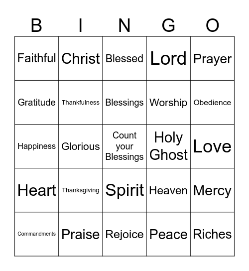 Blessings Bingo Card