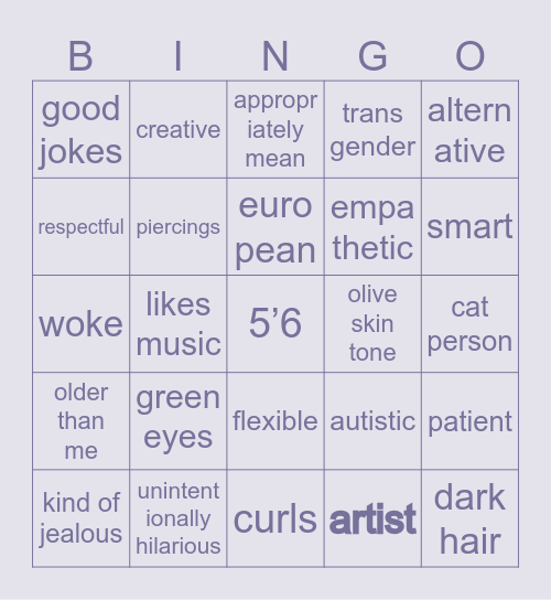 are you castiel’s type Bingo Card