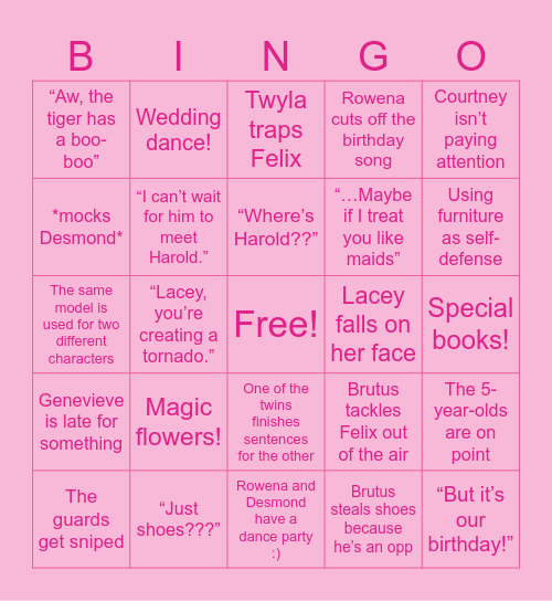 Barbie in the 12 Dancing Princesses Bingo Card