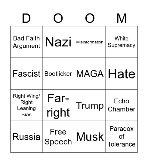DOOMER CIRCLEJERK BINGO Card