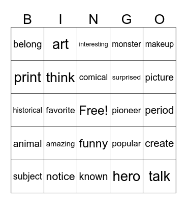 Lesson 6_英コⅠ　Bingo Card