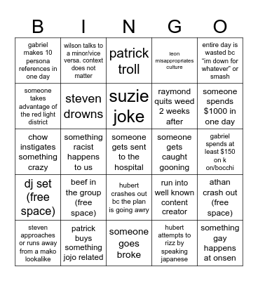 JAPAN TRIP Bingo Card