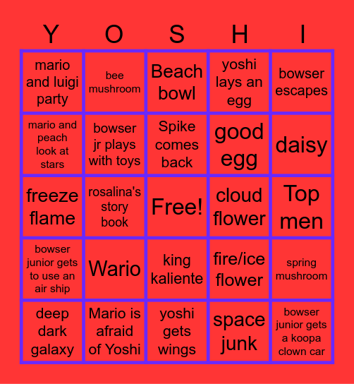 galaxy movie Bingo Card