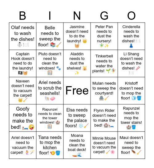 B14 L7 Ariel needs to scrub the seashells! 🐚🧼 Bingo Card