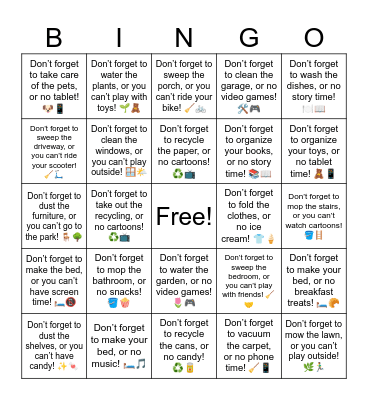 B14 L8 Don't forget Bingo Card