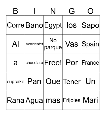 Vocabulary Bingo Card