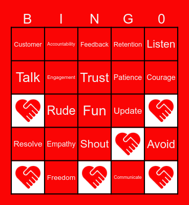 Red HEART Week Bingo Card