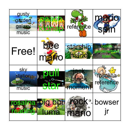 mario galaxy movie direct Bingo Card