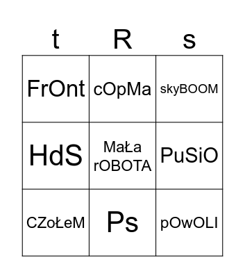 TrakCJA sYsTeM Bingo Card