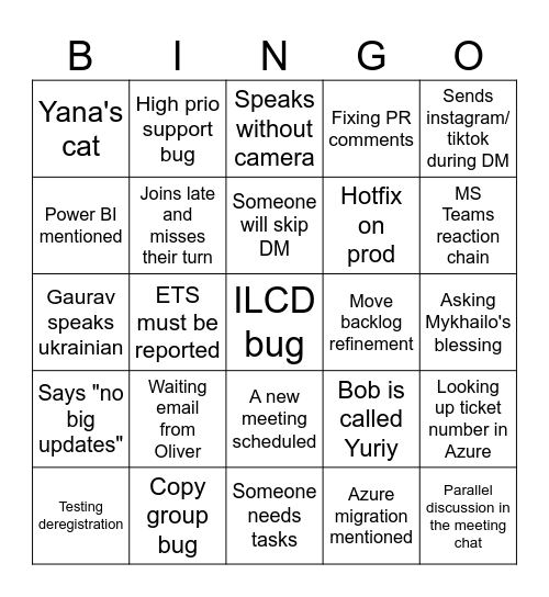 DM bingo Card