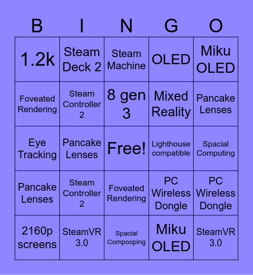 Valve Deckard/ Bingo Card