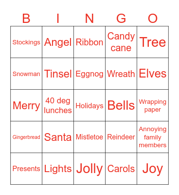 Christmas Bingo Card